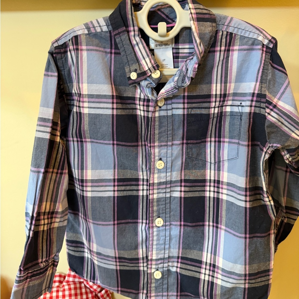 Gymboree Toddler Boys Plaid Dress Shirt Size 3T
